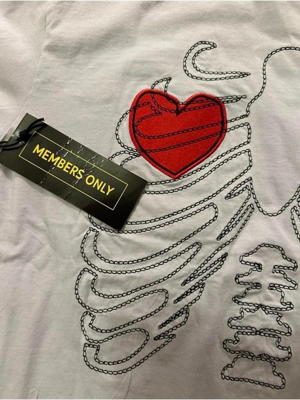 Members Only White T-Shirt with Red Heart Logo